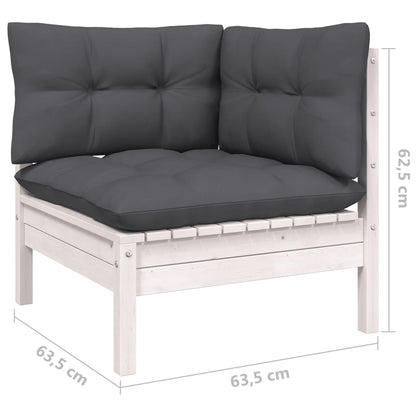 Set Divani da Giardino 12 pz con Cuscini Bianchi Legno di Pino | homemem39