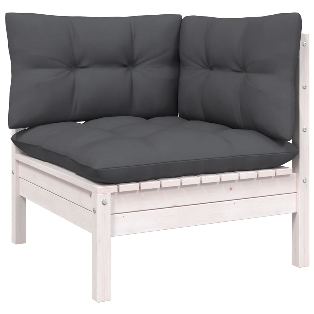 Set Divani da Giardino 13 pz con Cuscini Bianchi Legno di Pino | homemem39
