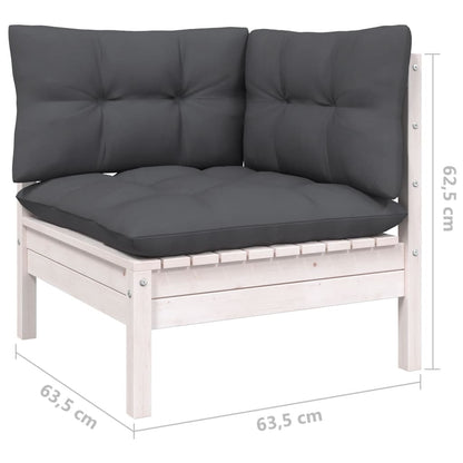 Set Divani da Giardino 10 pz con Cuscini Bianchi Legno di Pino | homemem39