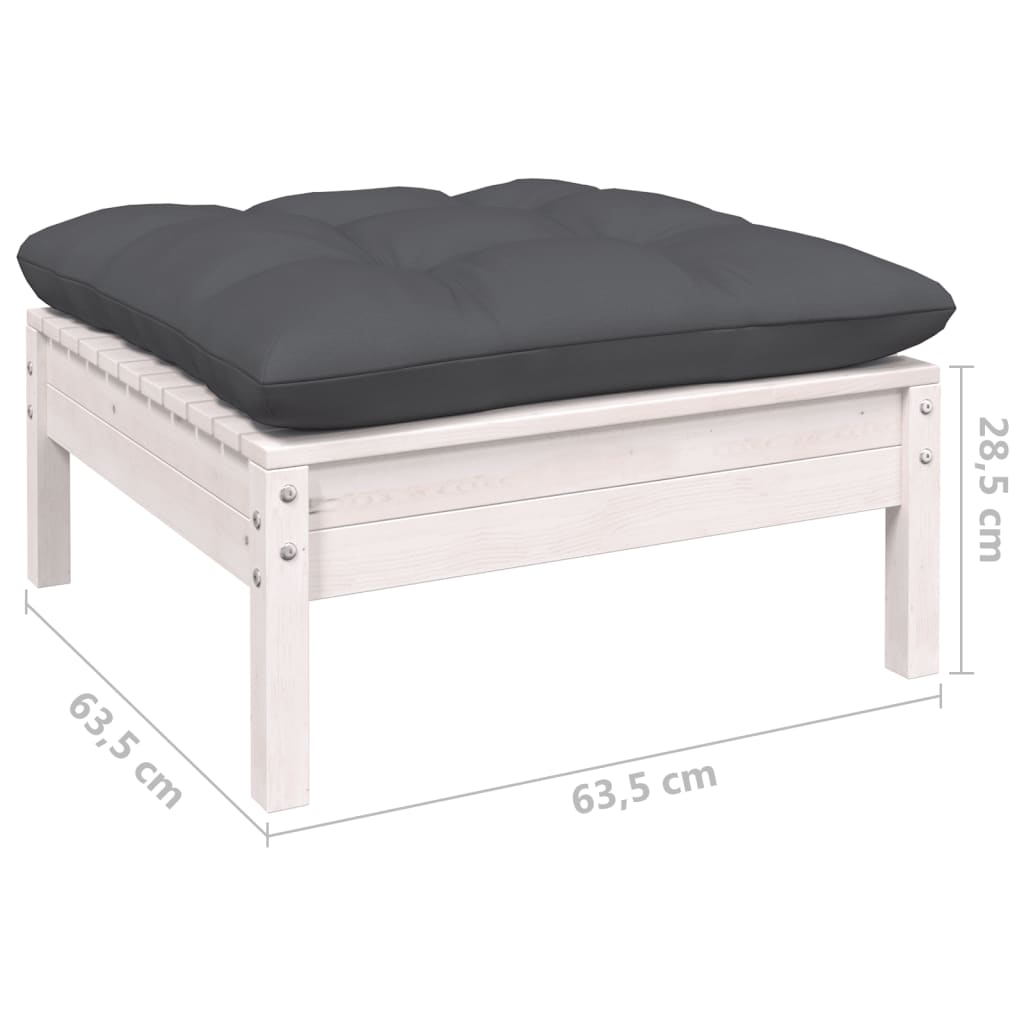 Set Divani da Giardino 10 pz con Cuscini Bianchi Legno di Pino | homemem39