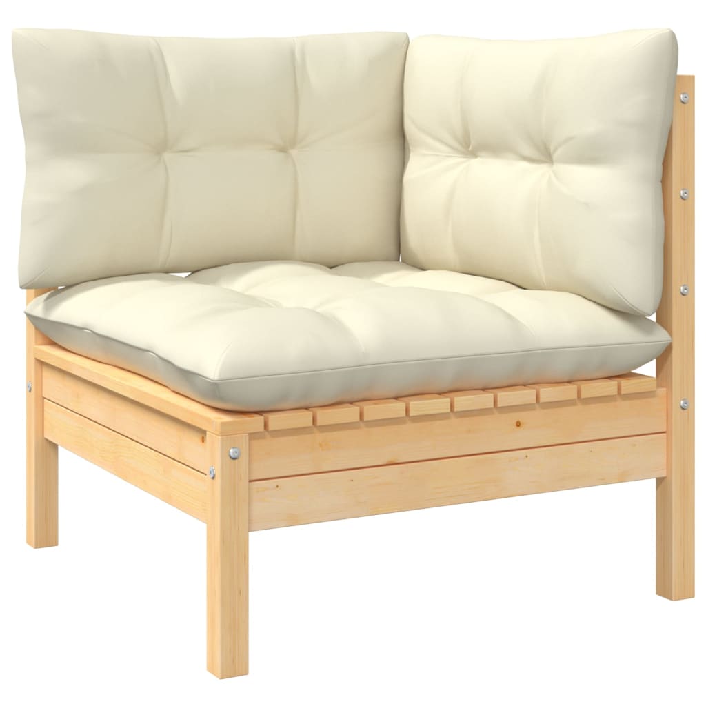 Set Divani da Giardino 10 pz con Cuscini Crema Massello di Pino | homemem39