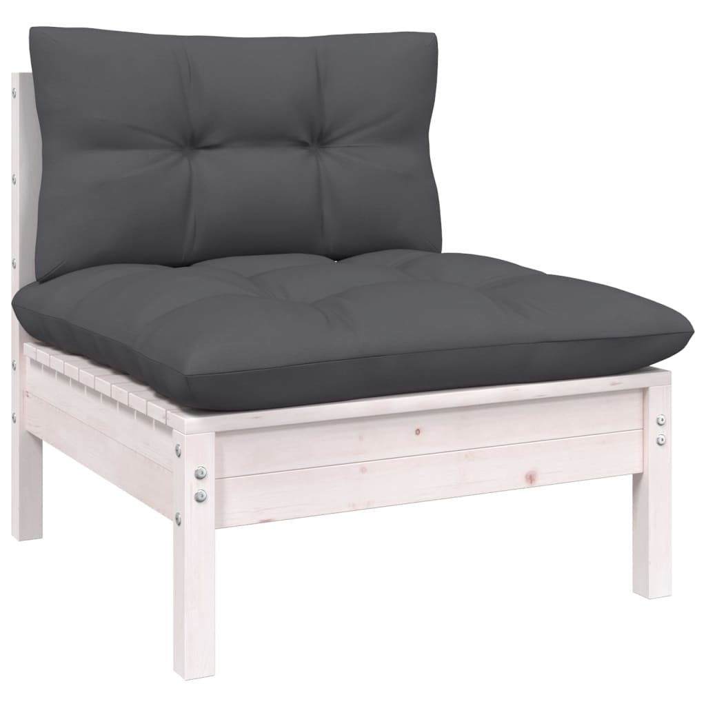 Set Divani da Giardino 12 pz con Cuscini Legno di Pino Bianco | homemem39