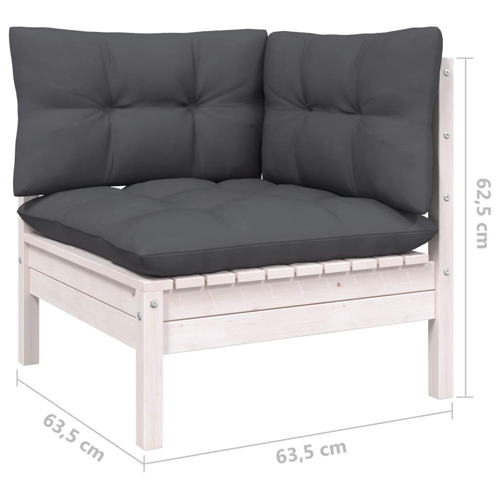 Set Divani da Giardino 12 pz con Cuscini Legno di Pino Bianco | homemem39
