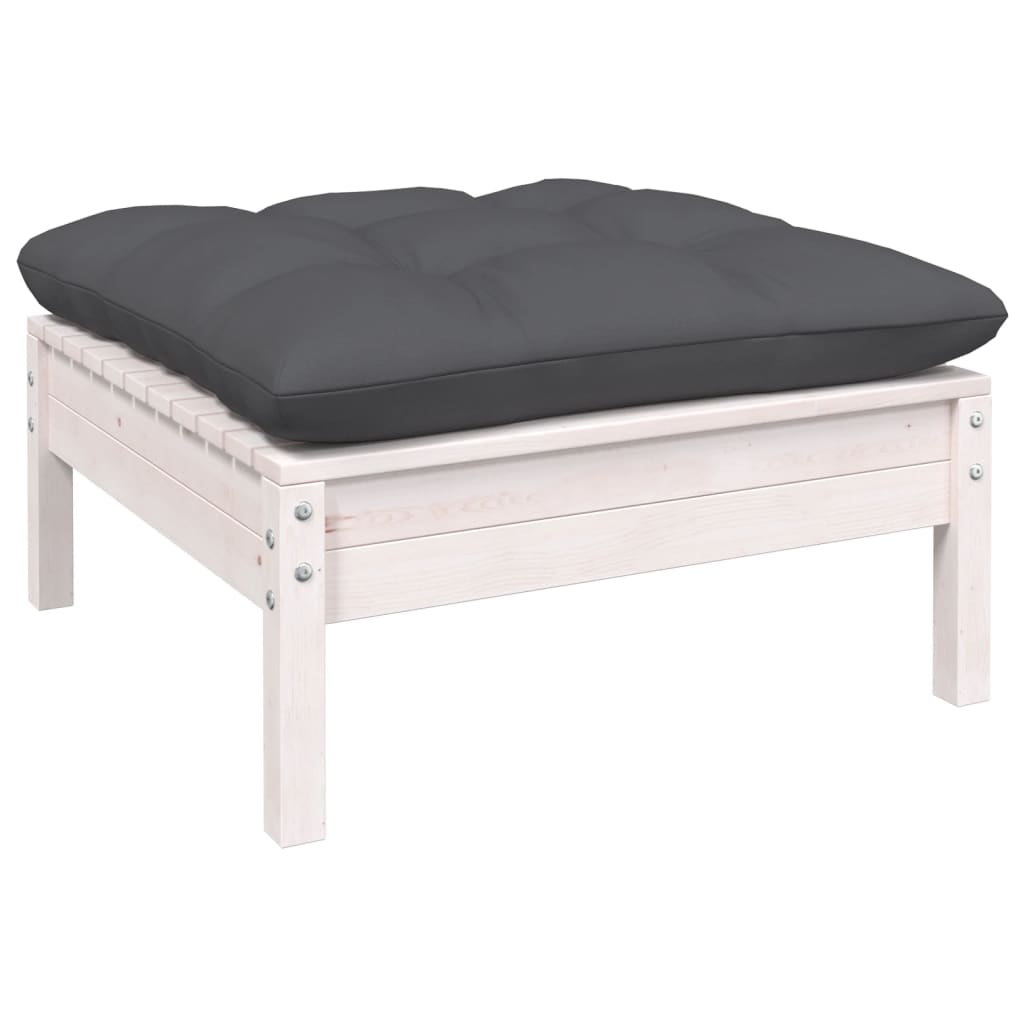 Set Divani da Giardino 10 pz con Cuscini Bianchi Legno di Pino | homemem39