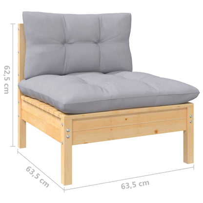 Set Divani da Giardino 13 pz con Cuscini Grigi Massello di Pino | homemem39