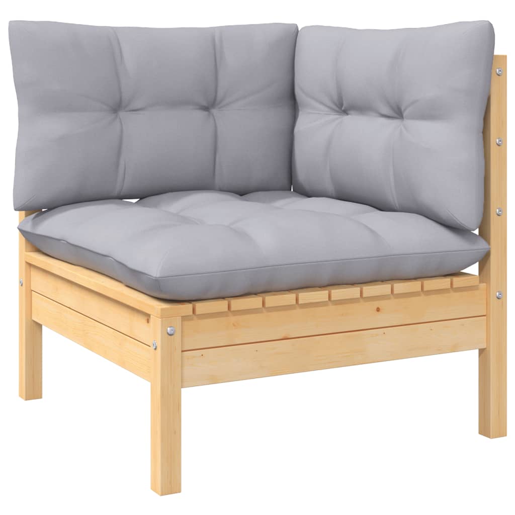 Set Divani da Giardino 13 pz con Cuscini Grigi Massello di Pino | homemem39