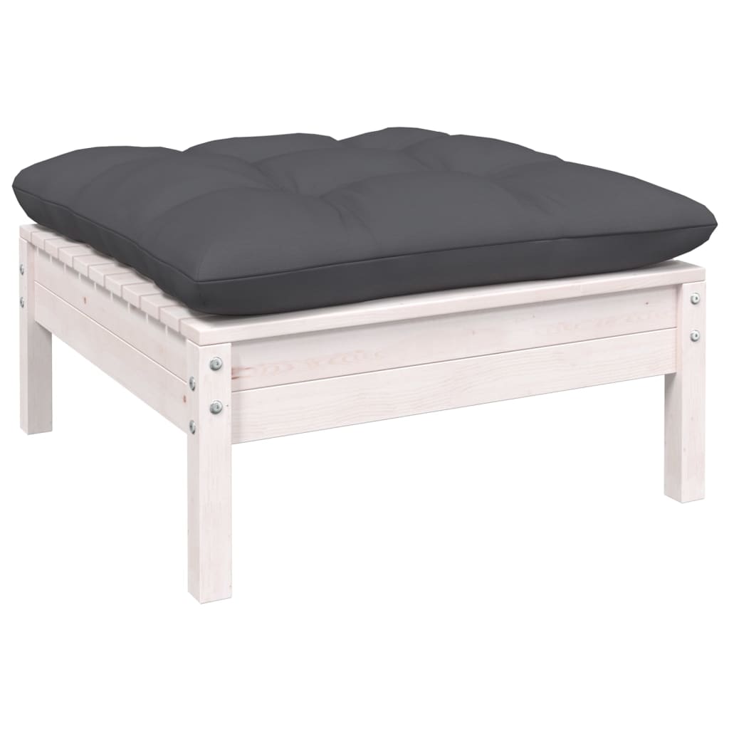 Set Divani da Giardino 14 pz con Cuscini Bianchi Legno di Pino | homemem39