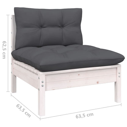Set Divani da Giardino 14 pz con Cuscini Bianchi Legno di Pino | homemem39