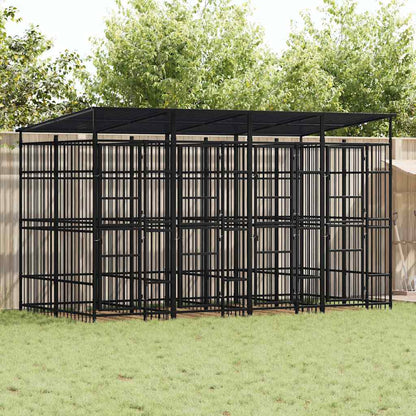 Gabbia per Cani da Esterno con Tetto in Acciaio 7,37 m²