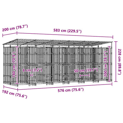 Gabbia per Cani da Esterno con Tetto in Acciaio 11,06 m² | homemem39