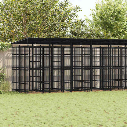 Gabbia per Cani da Esterno con Tetto in Acciaio 18,43 m² | homemem39