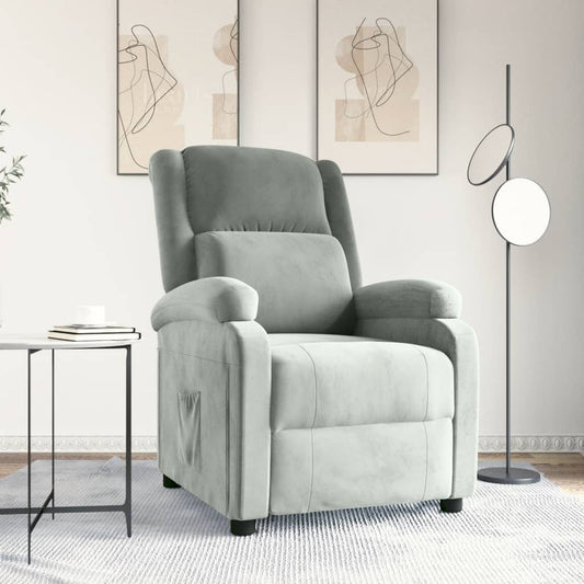 Poltrona Reclinabile Grigio Chiaro in Velluto | homemem39