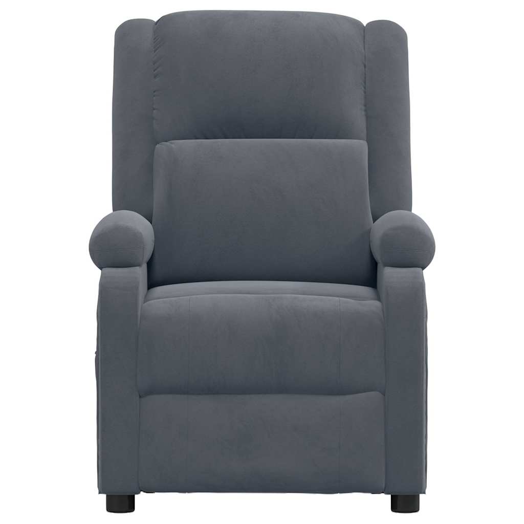 Poltrona Reclinabile Grigio Scuro in Velluto