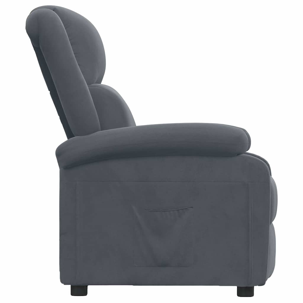 Poltrona Reclinabile Grigio Scuro in Velluto