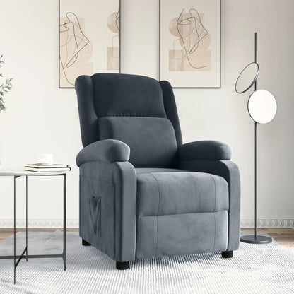 Poltrona Reclinabile Grigio Scuro in Velluto