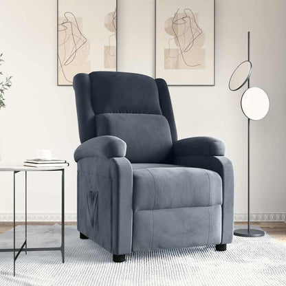Poltrona Reclinabile Grigio Scuro in Velluto