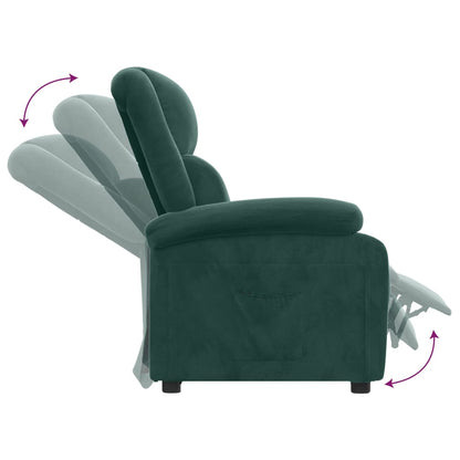 Poltrona Reclinabile Verde Scuro in Velluto