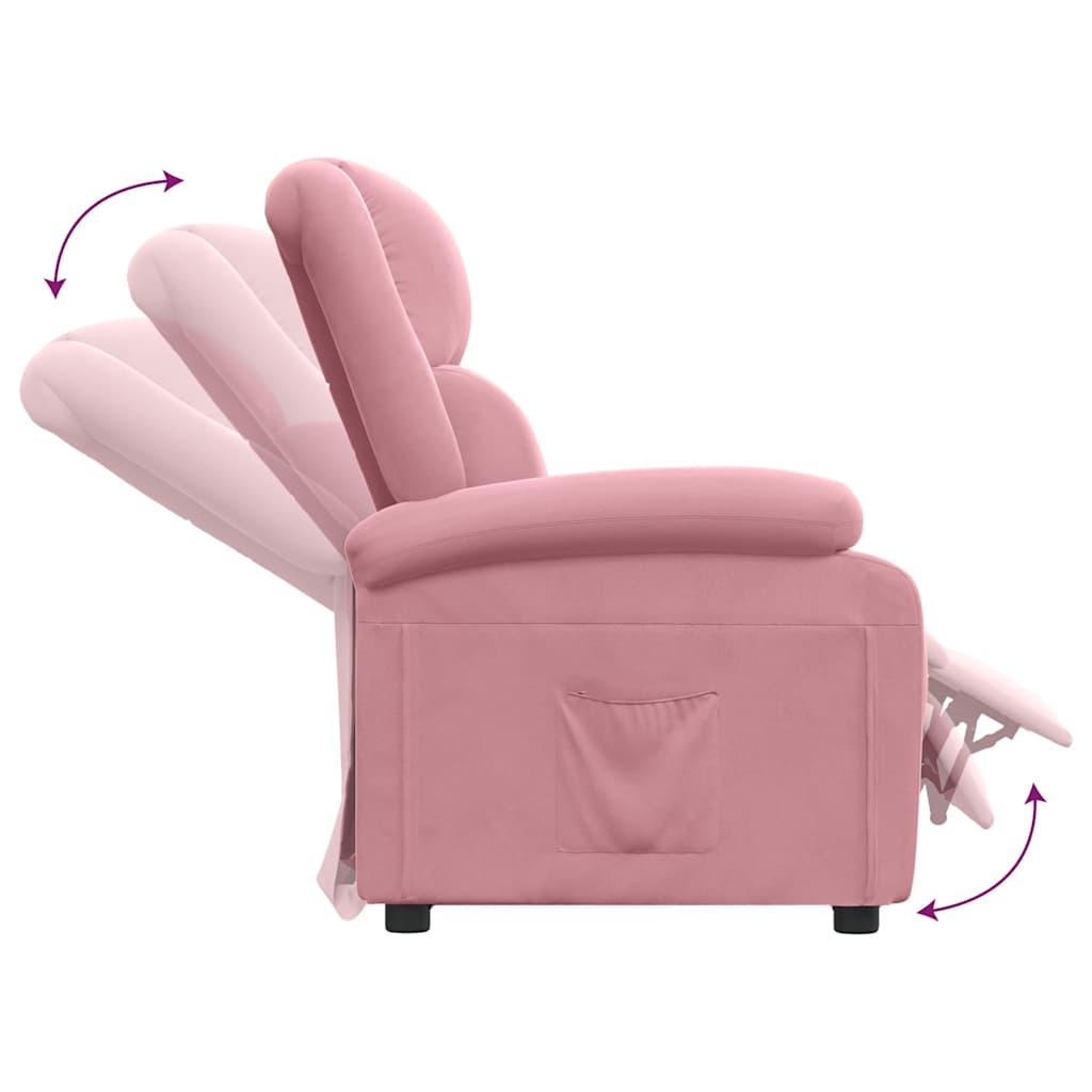 Poltrona Reclinabile Rosa in Velluto