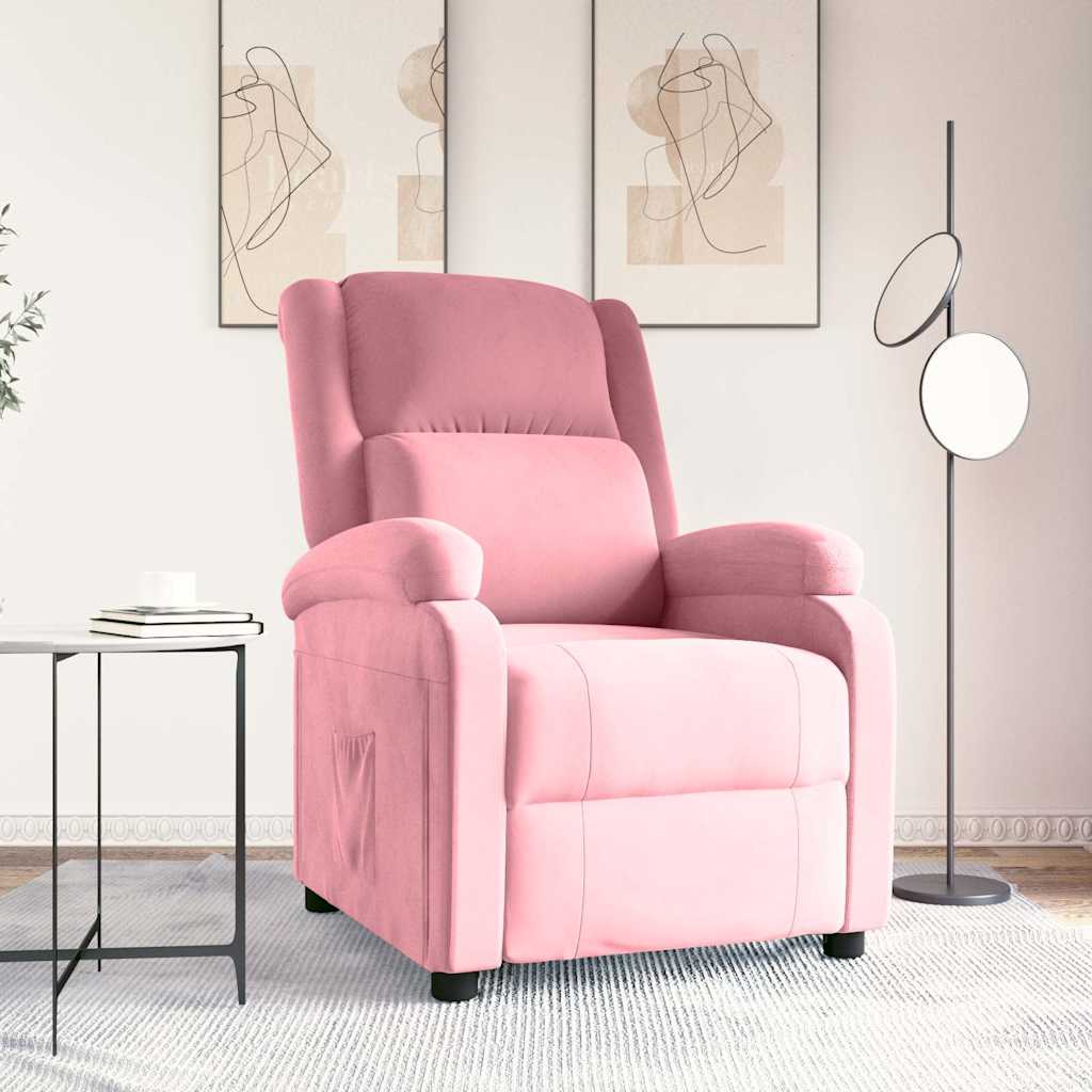 Poltrona Reclinabile Rosa in Velluto