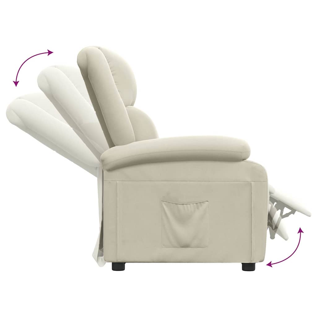 Poltrona Reclinabile Crema in Velluto