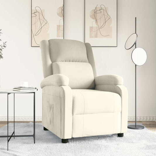 Poltrona Reclinabile Crema in Velluto | homemem39