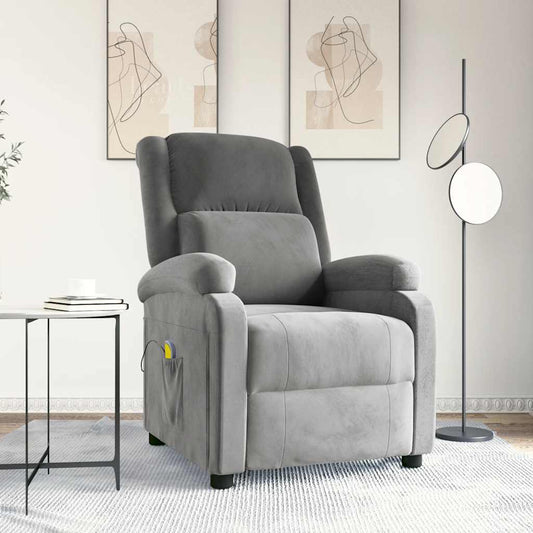 Poltrona Massaggiante Grigio Chiaro in Velluto | homemem39