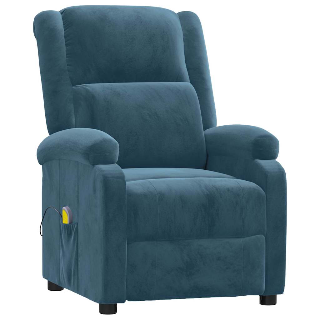 Poltrona Massaggiante Blu in Velluto