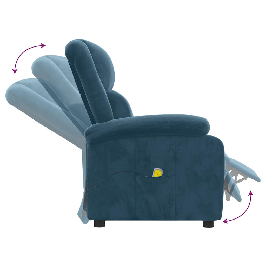 Poltrona Massaggiante Blu in Velluto