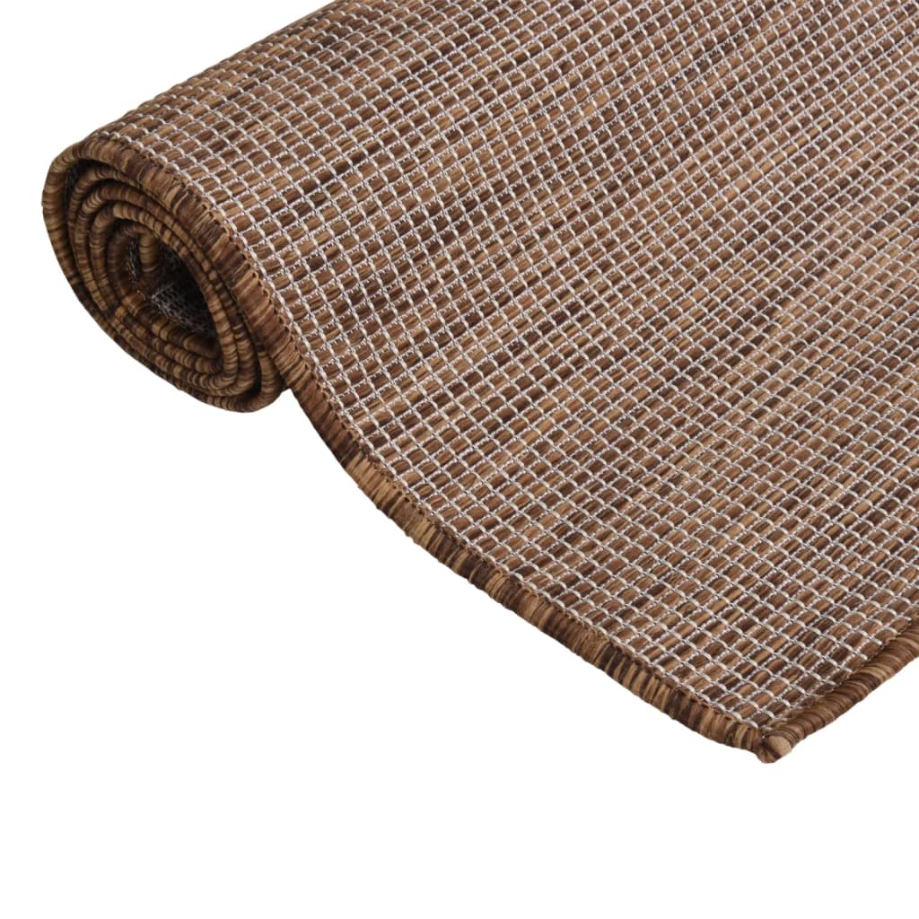 Tappeto da Esterni a Tessitura Piatta 80x150 cm Marrone | homemem39