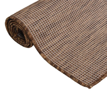 Tappeto da Esterni a Tessitura Piatta 80x150 cm Marrone | homemem39
