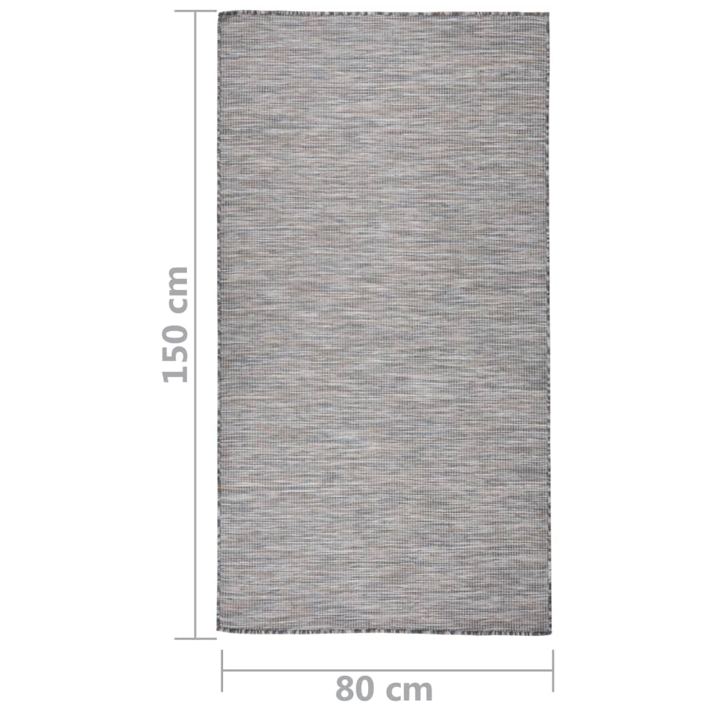 Tappeto da Esterni a Tessitura Piatta 80x150 cm Marrone e blu - homemem39