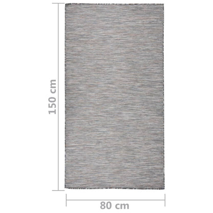Tappeto da Esterni a Tessitura Piatta 80x150 cm Marrone e blu - homemem39