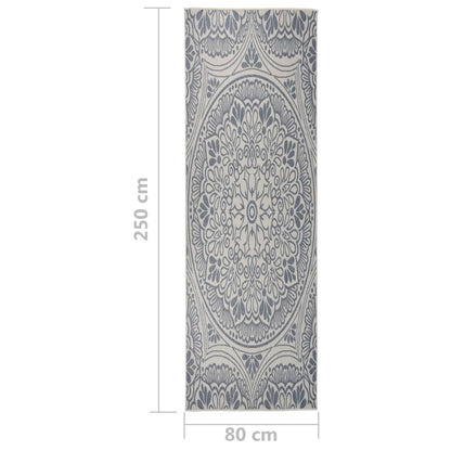 Tappeto da Esterni a Tessitura Piatta 80x250 cm Motivo Blu - homemem39