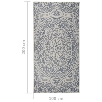Tappeto da Esterni a Tessitura Piatta 100x200 cm Motivo Blu - homemem39