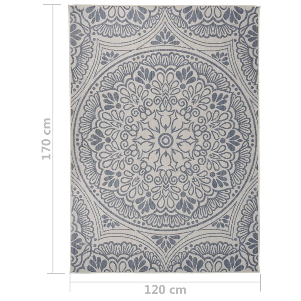 Tappeto da Esterni a Tessitura Piatta 120x170 cm Motivo Blu - homemem39