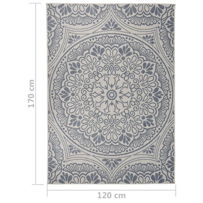 Tappeto da Esterni a Tessitura Piatta 120x170 cm Motivo Blu - homemem39