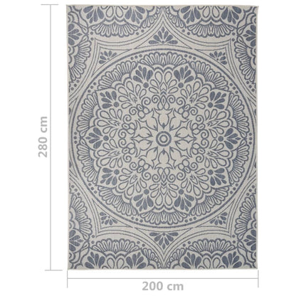 Tappeto da Esterni a Tessitura Piatta 200x280 cm Motivo Blu - homemem39