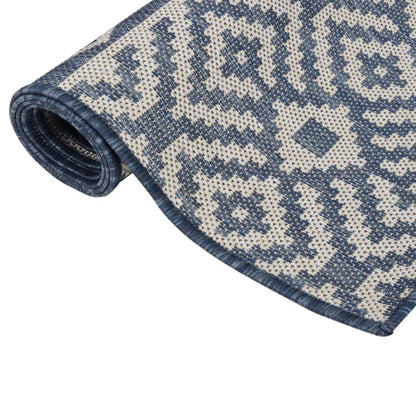 Tappeto da Esterni a Tessitura Piatta 120x170 cm Strisce Blu - homemem39