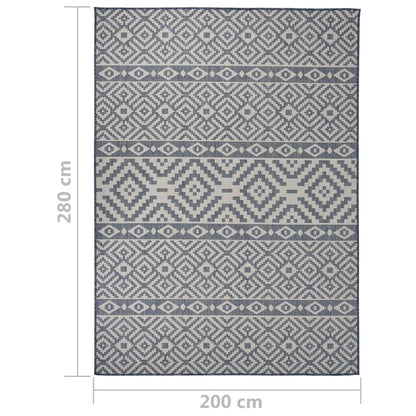 Tappeto da Esterni a Tessitura Piatta 200x280 cm Strisce Blu - homemem39