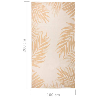Tappeto da Esterni a Tessitura Piatta 100x200cm Motivo a Foglie - homemem39