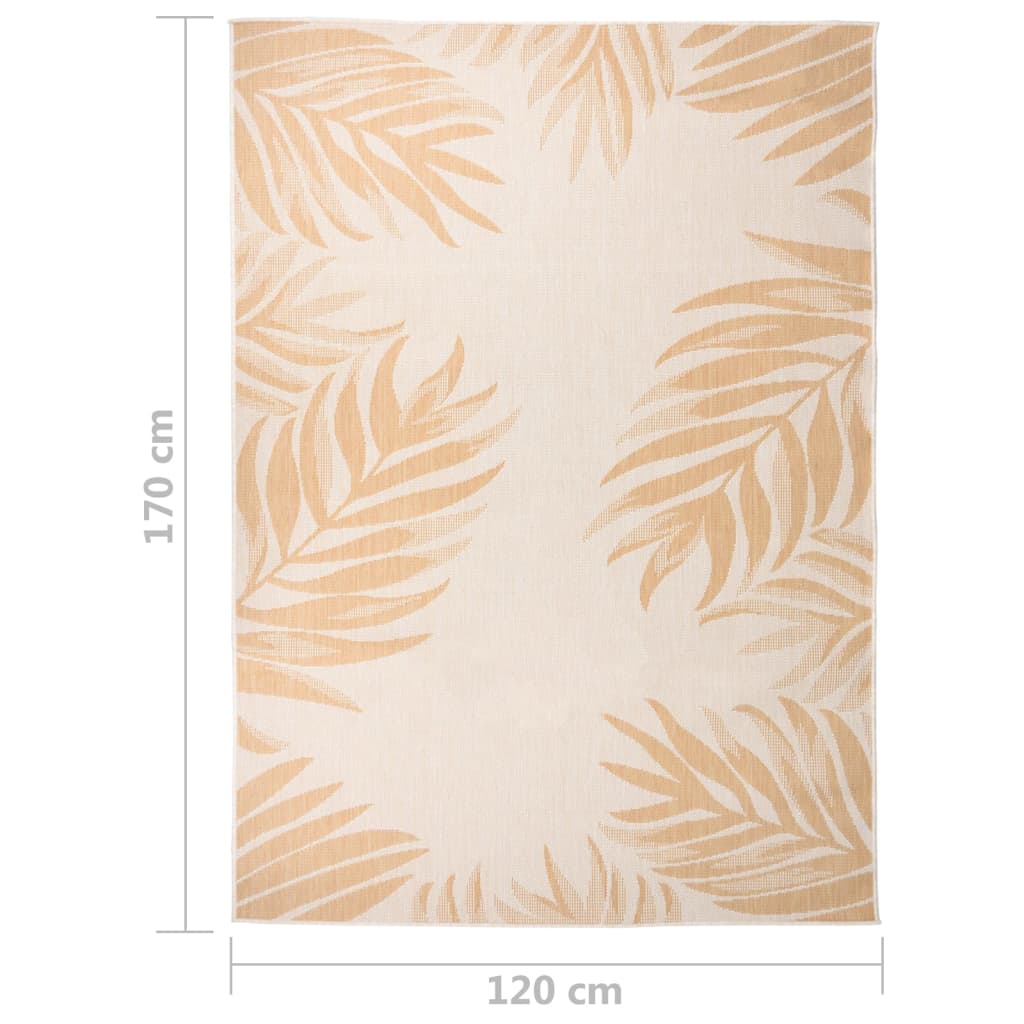 Tappeto da Esterni a Tessitura Piatta 120x170cm Motivo a Foglie - homemem39