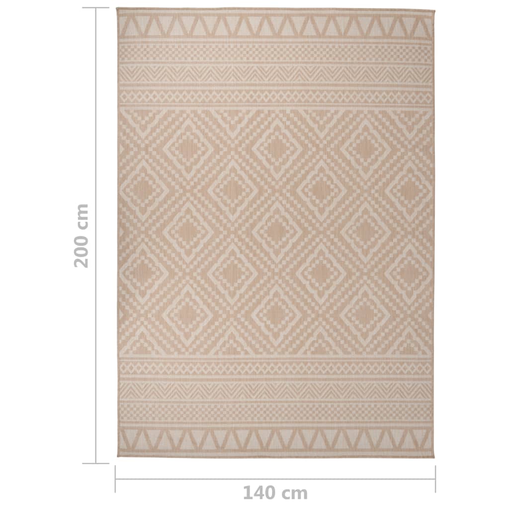 Tappeto da Esterni a Tessitura Piatta 140x200cm Strisce Marroni - homemem39