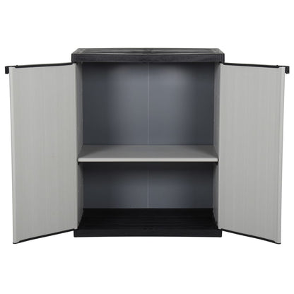 Armadietto da Giardino con 1 Ripiano Grigio e Nero 68x40x85 cm | homemem39