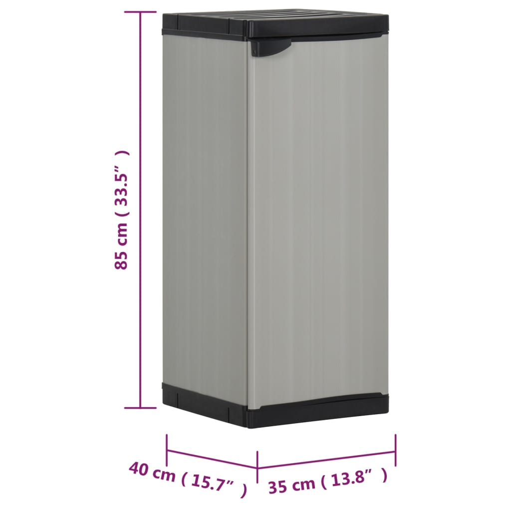 Armadietto da Giardino con 1 Ripiano Grigio e Nero 35x40x85 cm | homemem39