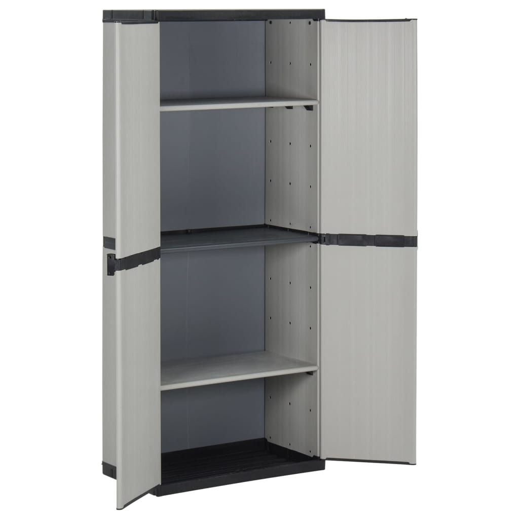 Armadietto da Giardino con 3 Ripiani Grigio e Nero 68x40x168 cm | homemem39