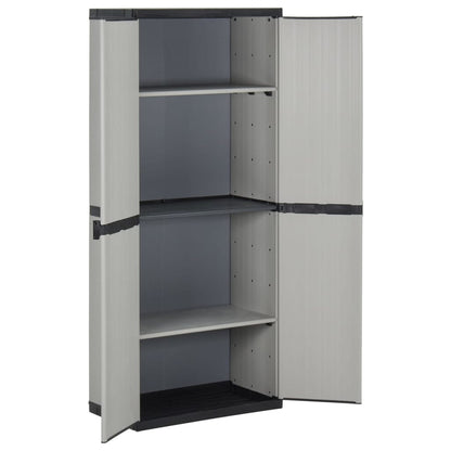 Armadietto da Giardino con 3 Ripiani Grigio e Nero 68x40x168 cm | homemem39