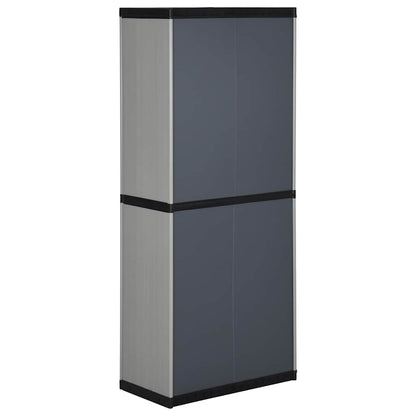 Armadietto da Giardino con 3 Ripiani Grigio e Nero 68x40x168 cm | homemem39