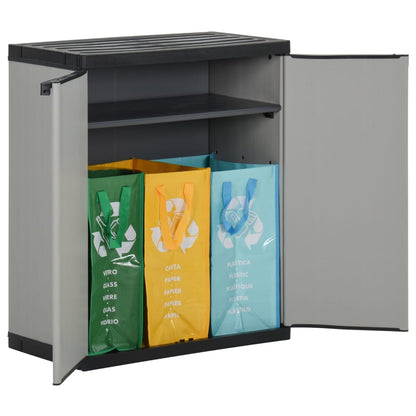 Armadio per Rifiuti da Giardino Grigio e Nero 68x40x85 cm in PP - homemem39