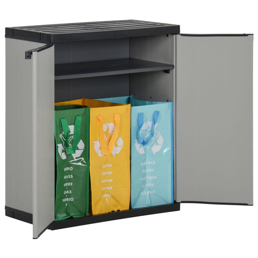 Armadio per Rifiuti da Giardino Grigio e Nero 68x40x85 cm in PP - homemem39