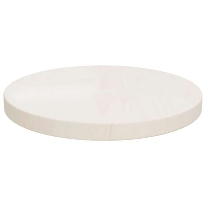 Piano Tavolo Bianco Ø30x2,5 cm in Legno Massello di Pino